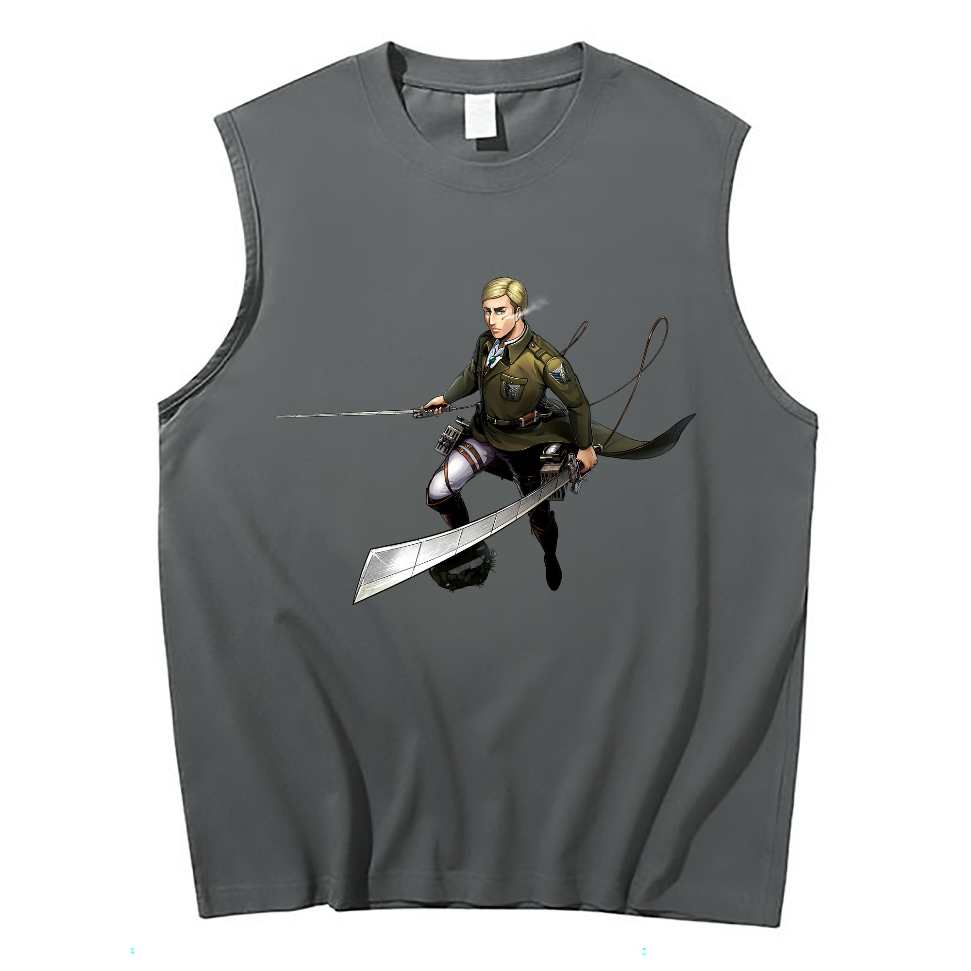 （画像用） 進撃の巨人 エルヴィン・スミス Attack on Titan Erwin Smith コットン100％タンクトップ（フロントプリント）